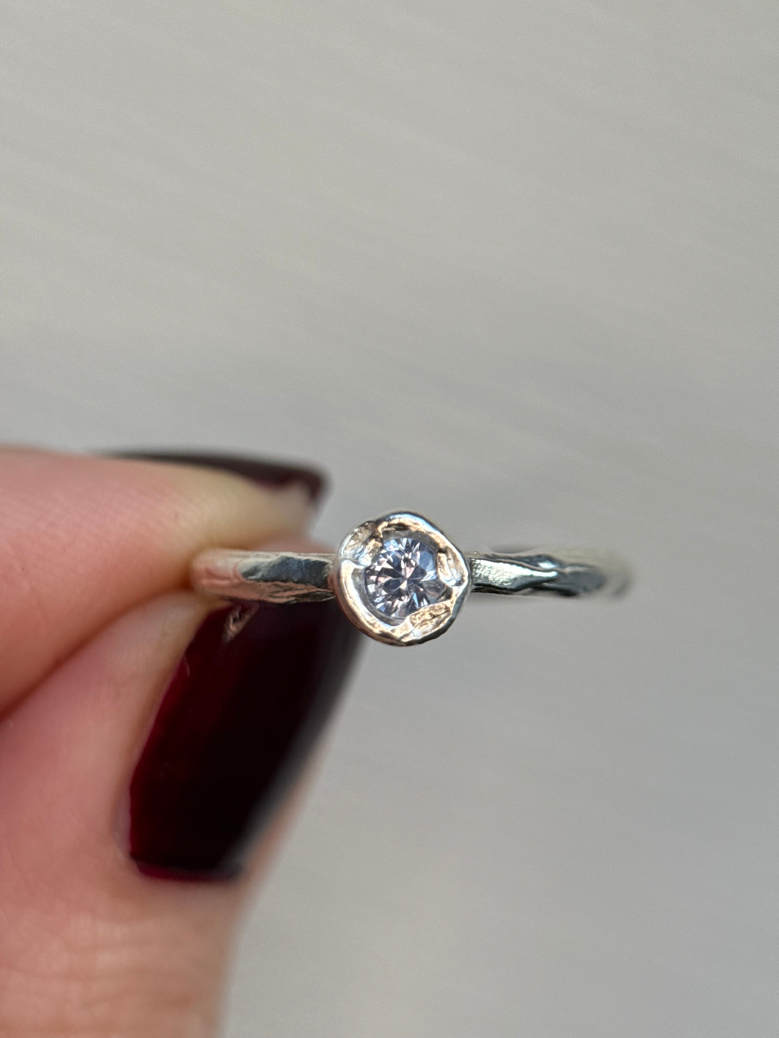 Organic Sapphire Ring in Silver