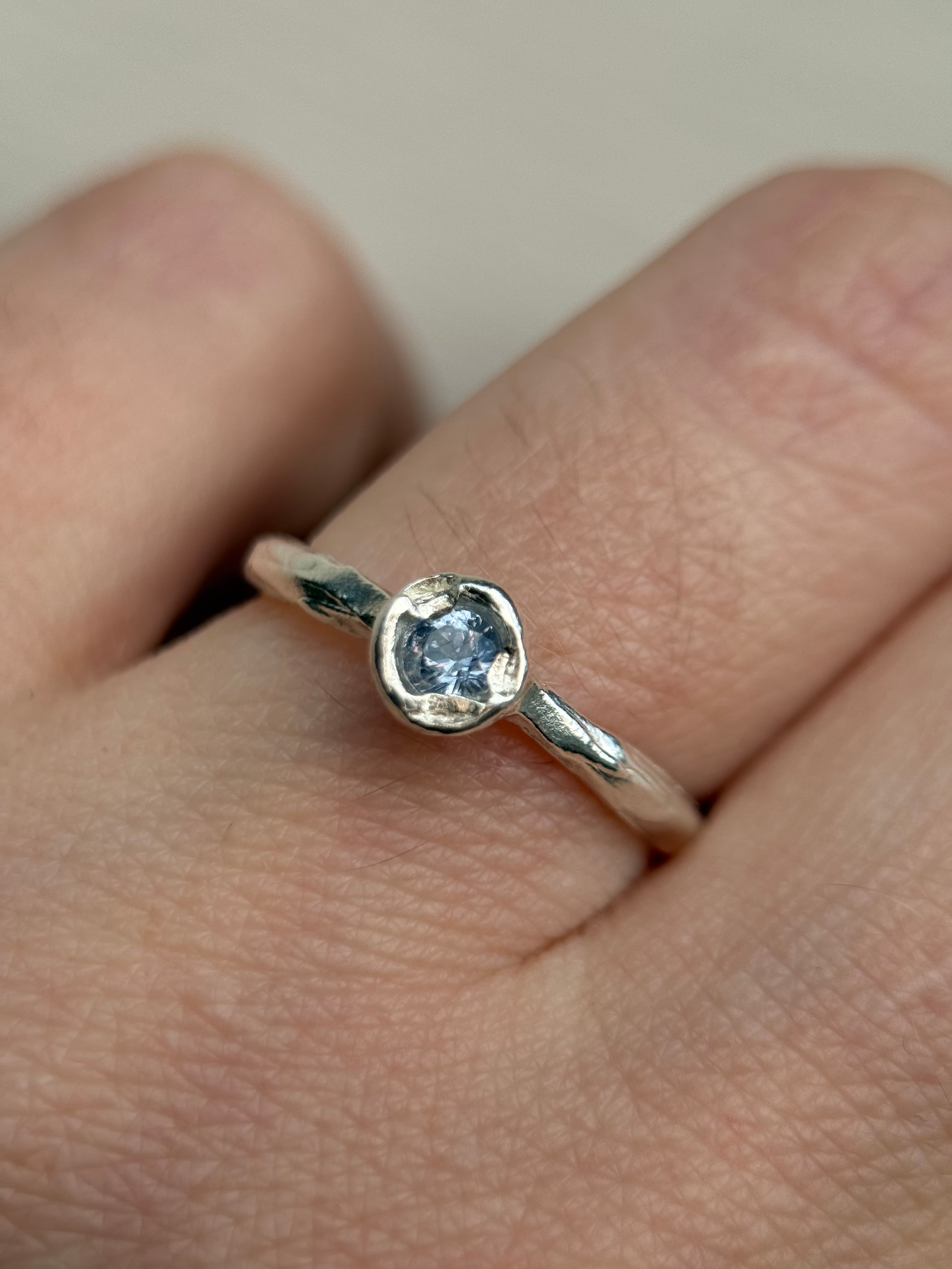 Organic Sapphire Ring in Silver