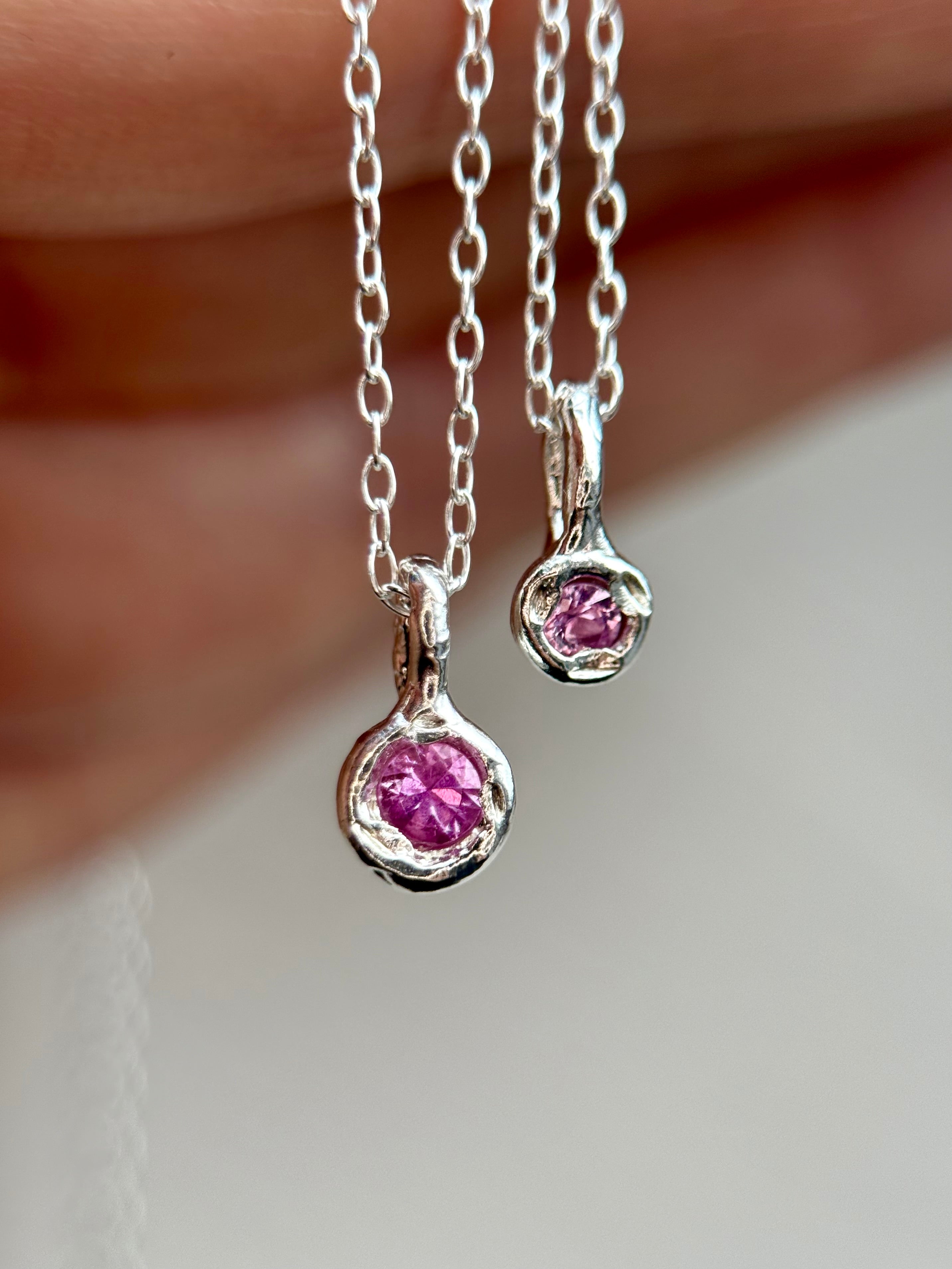 Organic Sapphire Pendant in Silver