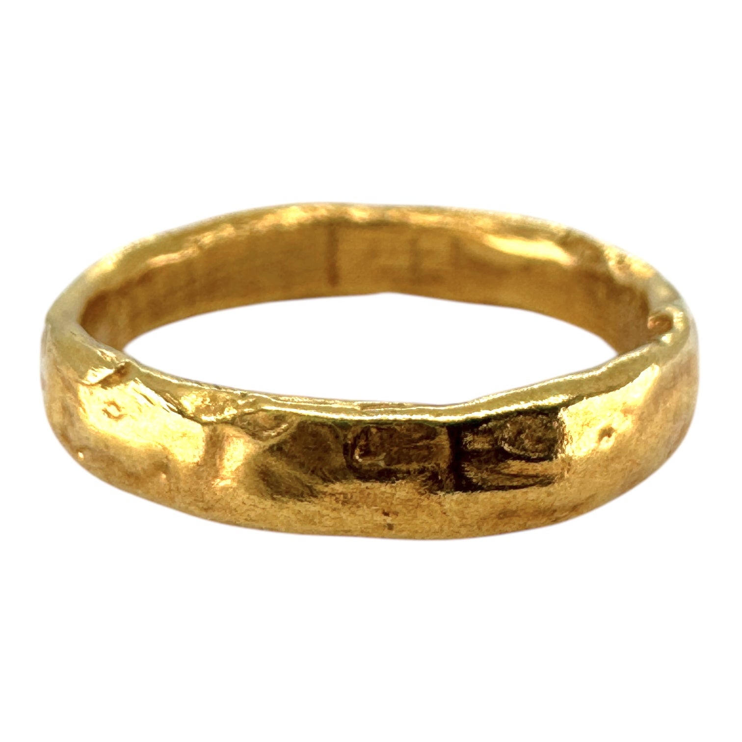 4mm Molten Gold D Shape Wedding Band - Synergy