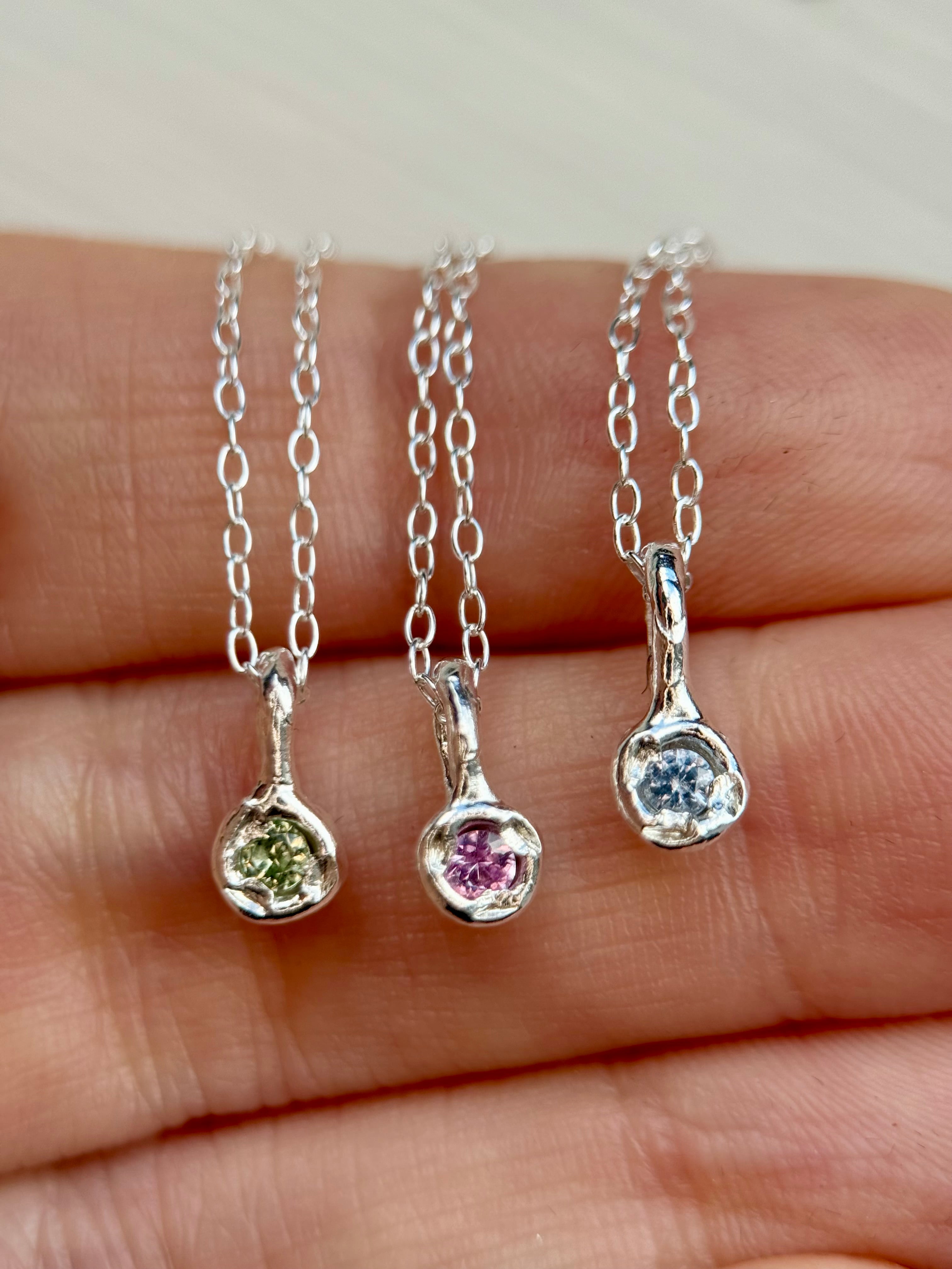 Organic Sapphire Pendant in Silver