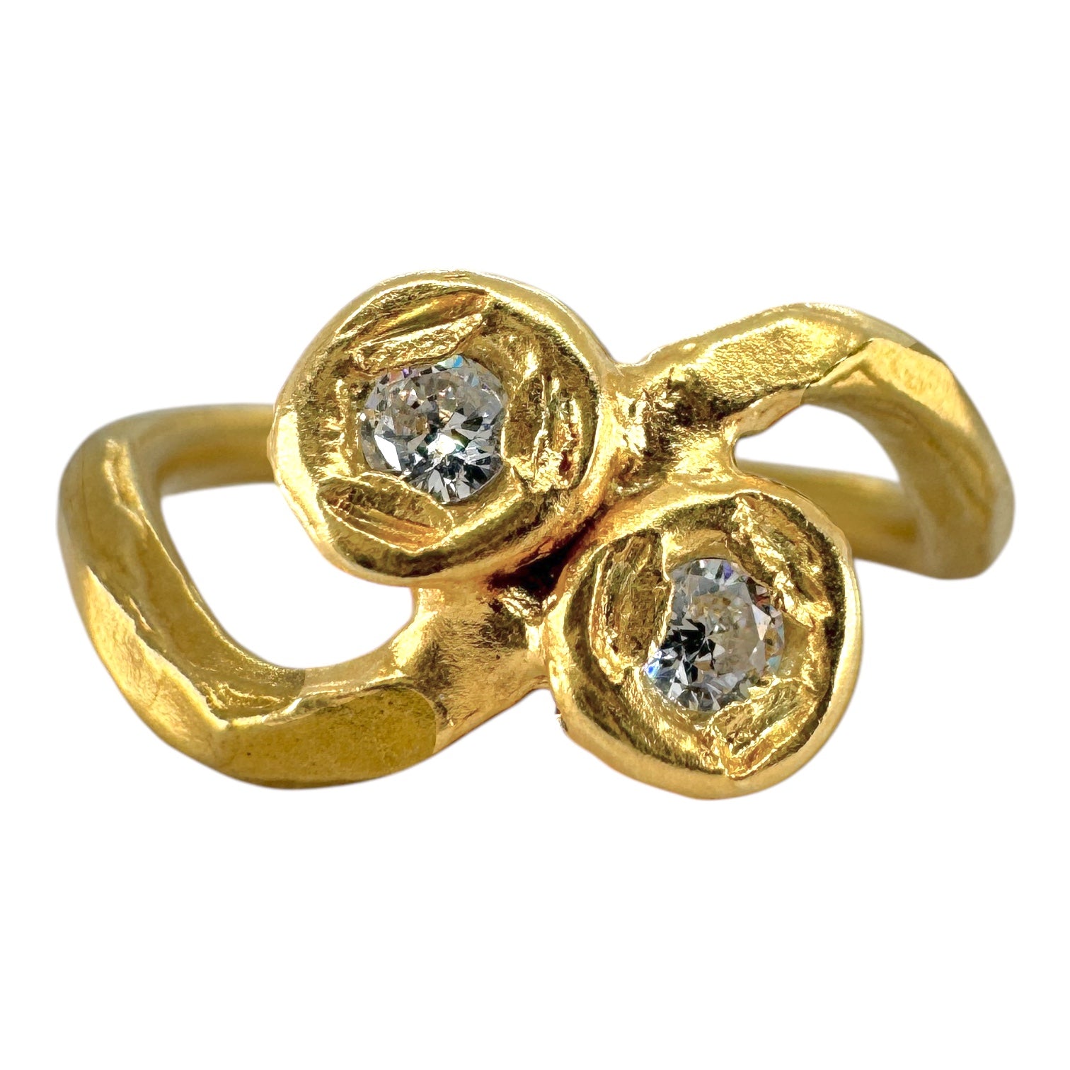 Two-Stone Diamond Engagement Ring in Gold - Deco Twist
