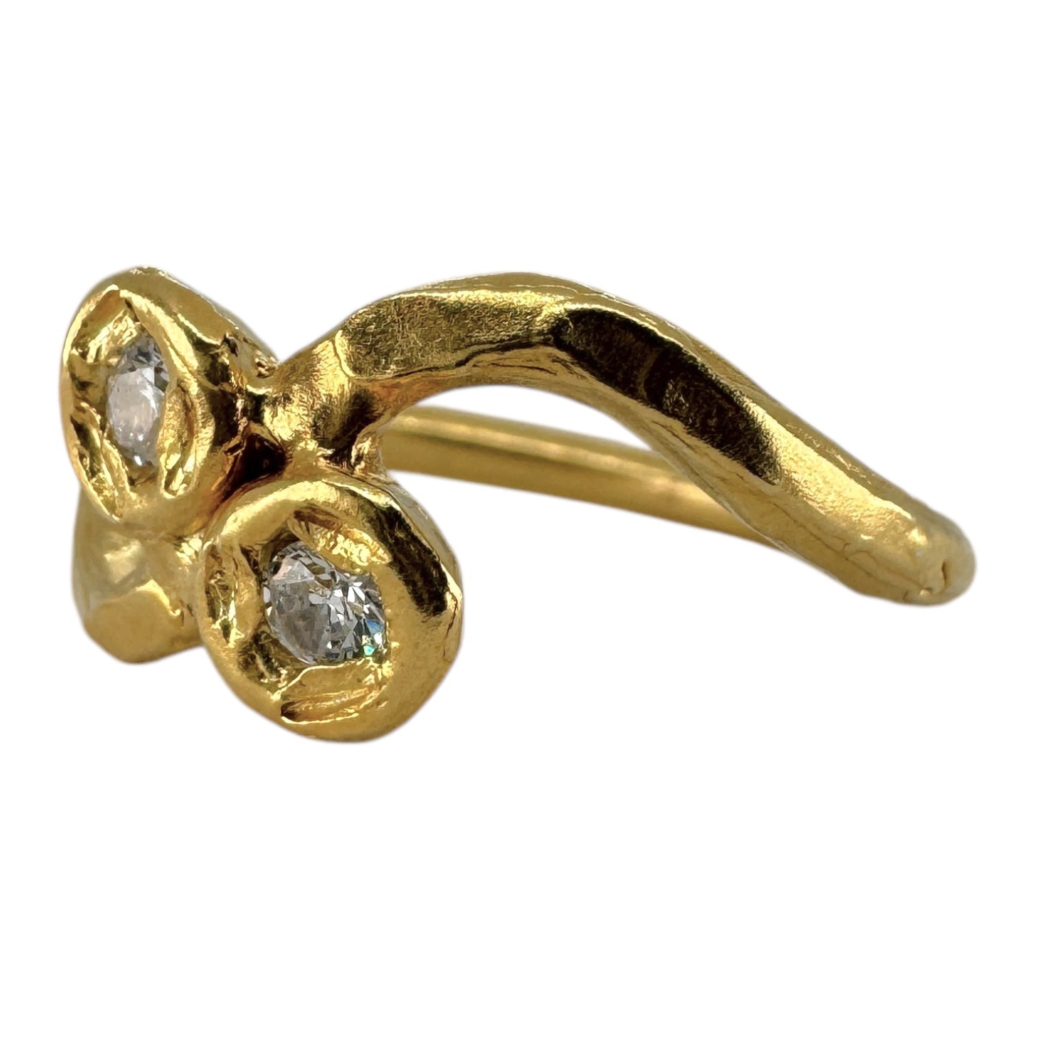 Two-Stone Diamond Engagement Ring in Gold - Deco Twist