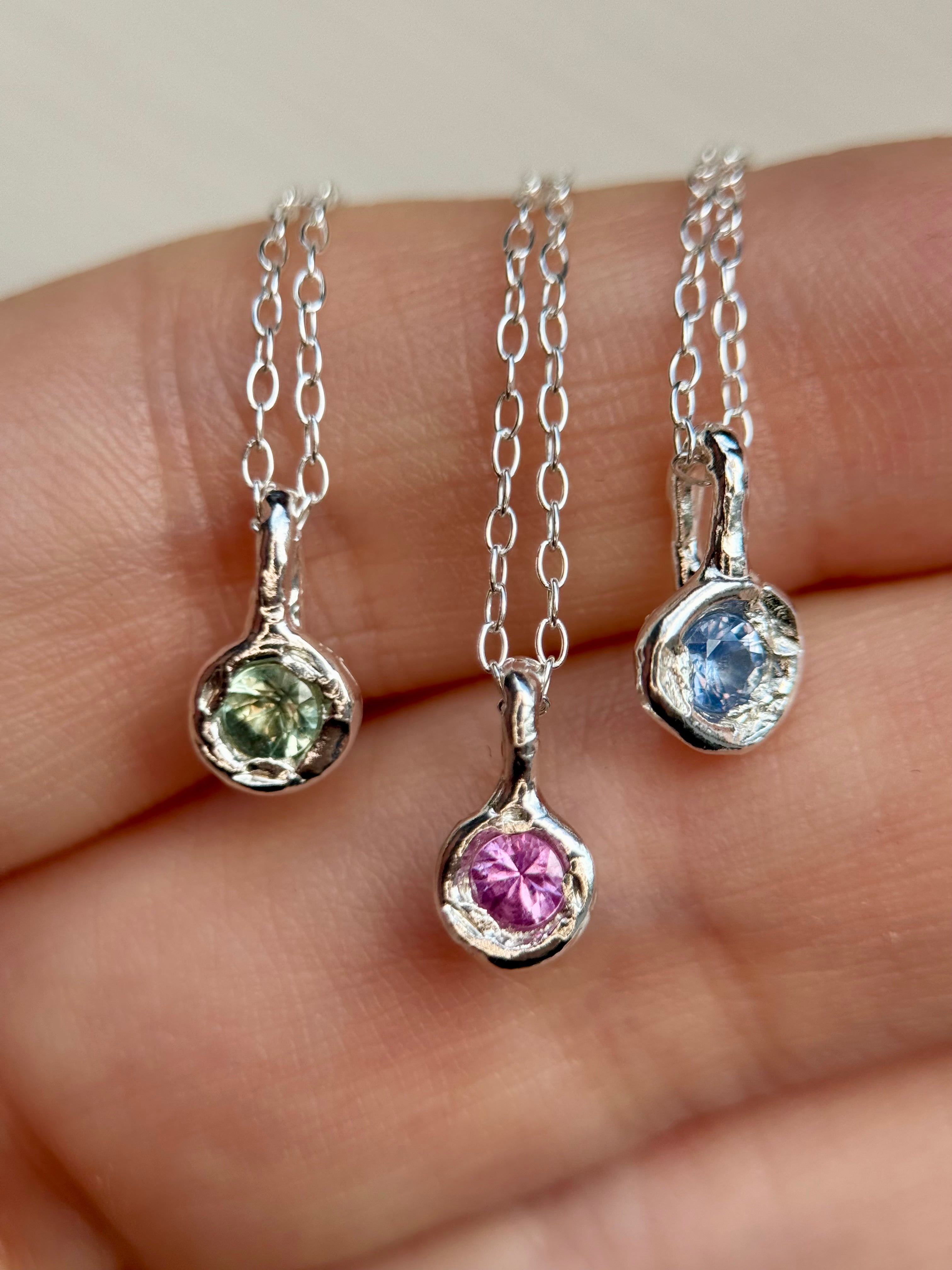 Organic Sapphire Pendant in Silver