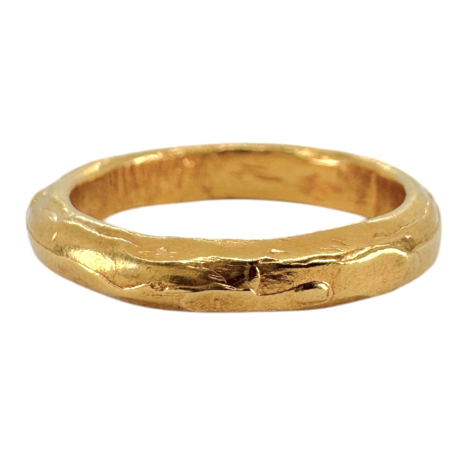 4mm D Shape Gold Wedding band - Flow
